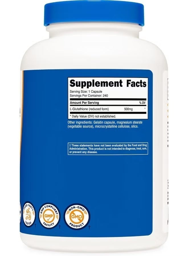 Nutricost Glutathione 500 mg, 240 Capsules, 240 Servings, Gluten Free, Non-GMO - Image 5