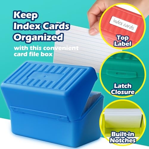 Olivo Index Card Holder Box 3x5 Flash Note Card Holder Storage File Box Organizer Case for 3"x5" Cards, 4 Colors Pack - Image 3