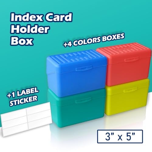 Olivo Index Card Holder Box 3x5 Flash Note Card Holder Storage File Box Organizer Case for 3"x5" Cards, 4 Colors Pack - Image 2