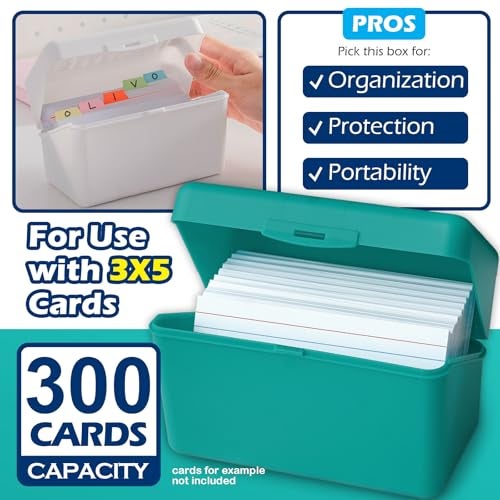 Olivo Index Card Holder Box 3x5 Flash Note Card Holder Storage File Box Organizer Case for 3"x5" Cards, 4 Colors Pack - Image 4