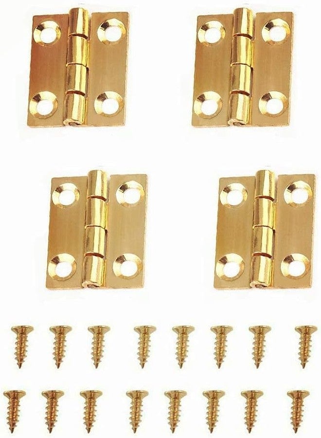 BCNJEPIN 4PCS Small Hinges - Brass Door Closer Hinges - Mini Hing with Screws, 1-Inch Small Hinge for Cabinets Drawers Wardrobes Windows Wood Box Replacement, Rust-Resistant (Gold, 25x22mm) - Image 1