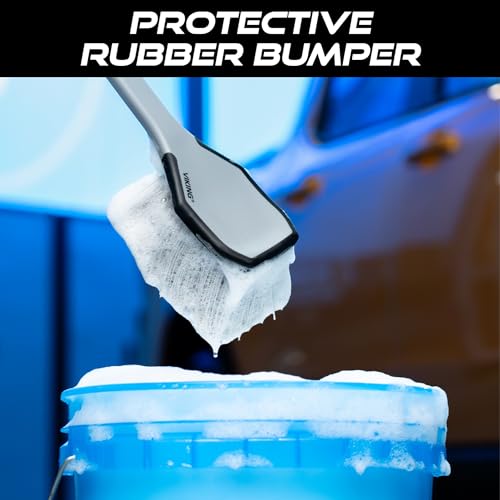 VIKING Car Wash Brush, Wheel and Fender Brush, Long Handle Tire Cleaner for Car Detailing, 16.5 Inch, Grey/Black - Image 4