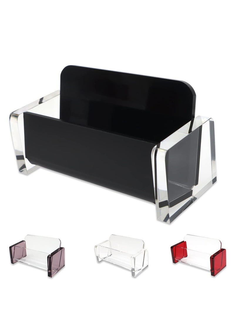 KASTWAVE Business Card Holder, Acrylic Business Card Holder for Office Desk, Transparent Business Card Display Holder, 1 Slot Holds About 30-50 Cards, Modern Organizer for Office Study Countertop, Desk (Black) - Image 1