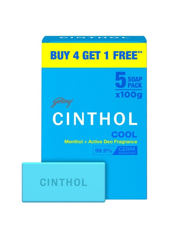Cinthol Cinthol Cool Soap, 100g (Pack of 5) | with Icy-cool Menthol | Soaps For Bath | Grade 1 Soap | For All Skin Types - Image 1