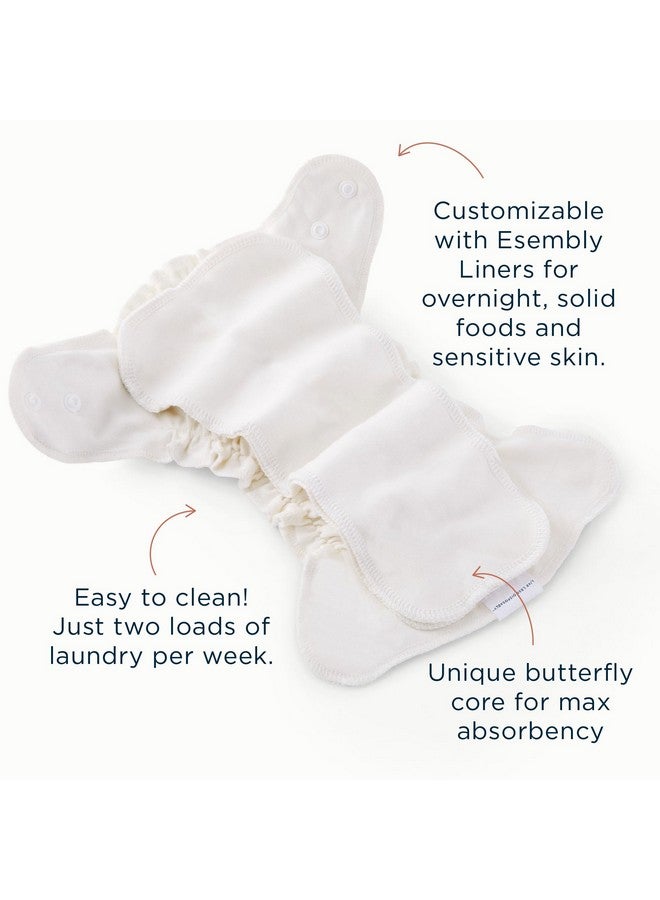 اسمبلي حفاضات Esembly القماشية الداخلية، ملائمة للمقاس، مصنوعة من القطن العضوي المعتمد، قابلة لإعادة الاستخدام وماصة ومضادة للتسرب مع إغلاق سريع من أجل حفاضات صديقة للبيئة، عبوة من 6 قطع، مقاس 2 (18-35 رطلاً) - Image 3