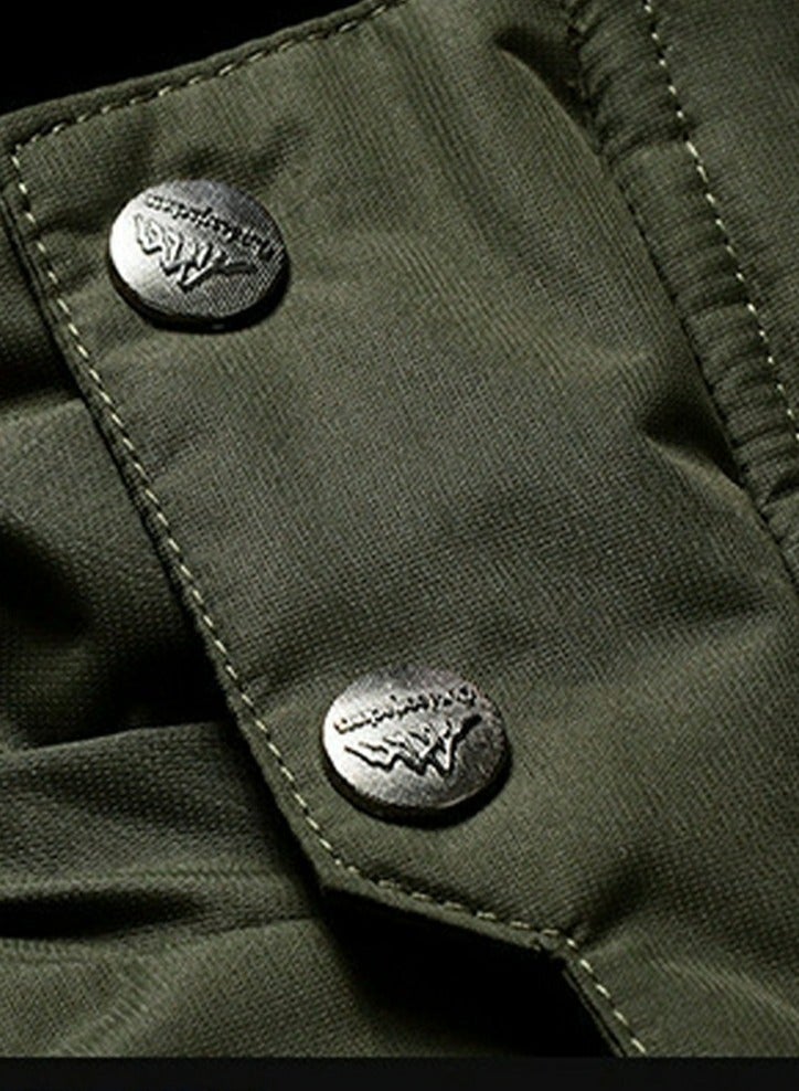 Loquat Men's Thicken Jacket Warm Winter Waterproof Windbreaker Detachable Hood Coat Army Green - Image 4