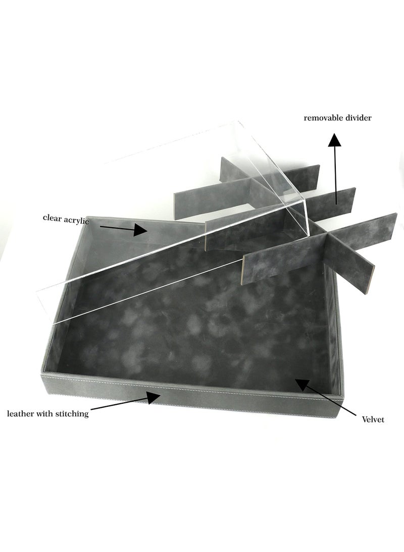 LAMSIT IBDAA Jewellery Box with Removable Divider | Storage Box | Multipurpose Box | Jewellery Organiser | Jewellery Box with Clear Lid - Image 3