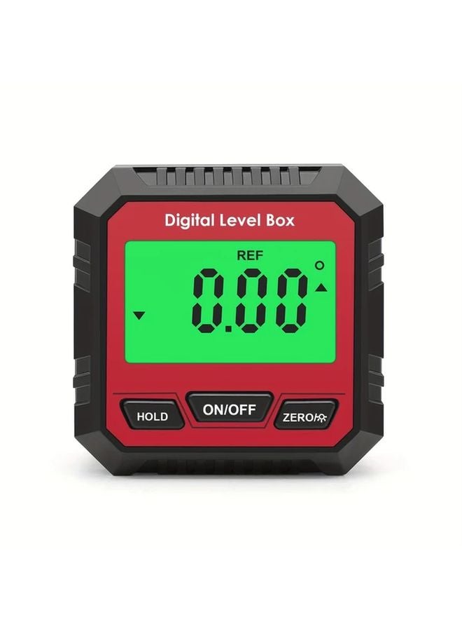 Red Portable Digital Level Box Magnetic Base LCD Backlight Angle Measurement - Image 3