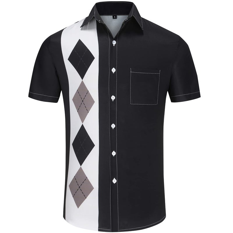 KYKU Vintage Bowling Shirts for Men Rockabilly Button Up Shirt 50s Retro Tee - Image 4