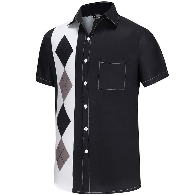 KYKU Vintage Bowling Shirts for Men Rockabilly Button Up Shirt 50s Retro Tee - Image 3