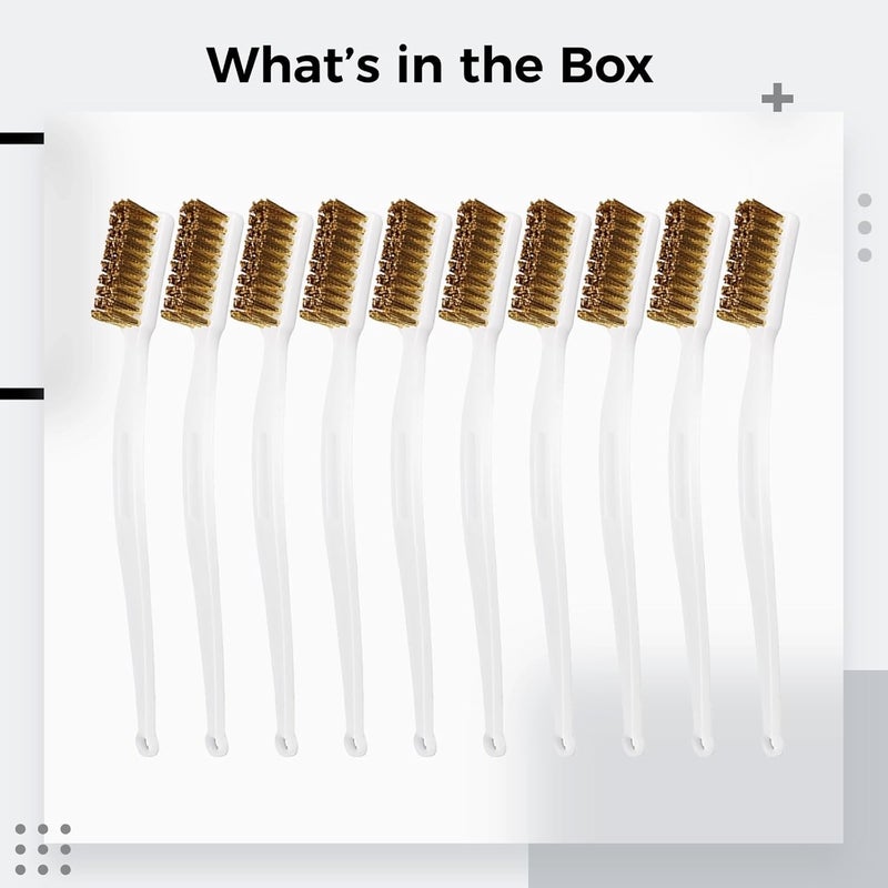 Brass Brush Set, 10 Pcs, with Plastic Handle, 6.69 in, for Nozzle Cleaning & Rust Removal, Hot End Cleaning, Welding Slag - Image 5