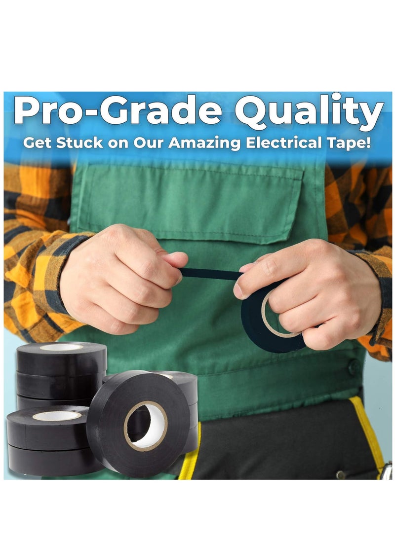 Zikra Black Electrical Tape Jumbo Roll 10 Pack, Huge 60 Foot Rolls Of 3/4 Inch PVC Vinyl With Ultra Weather-Resistant Adhesive. Withstands High Heat for Electrician Automotive Use - Image 4