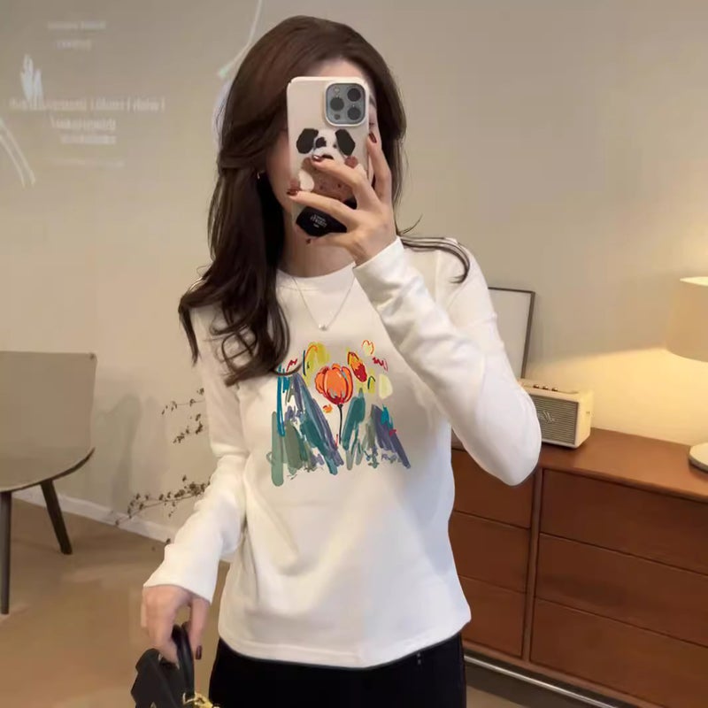 280G Threaded Velvet Fabric, 2025 New Korean Style Long-Sleeved T-Shirt For Women With A Sense Of Design - Image 4