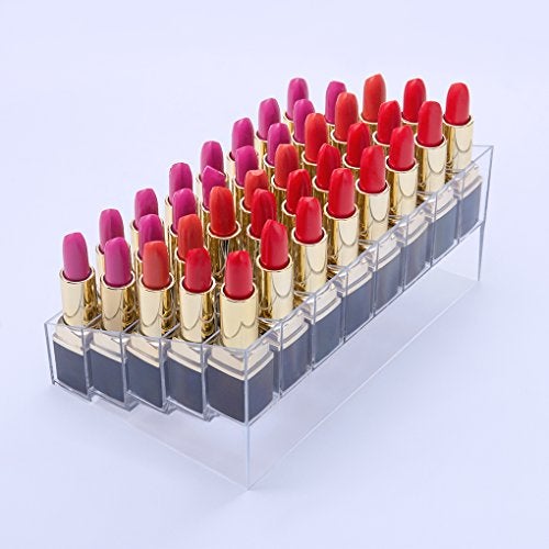 Benbilry Acrylic Lipstick Organizer, 40 Slot Display Rack - 8 x 5 Arrangement, Holds Lipstick, Brushes, Bottles & More - Image 4