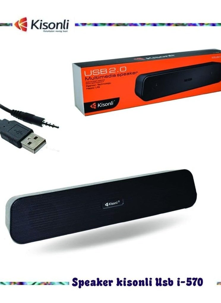 Generic - Kisonli i-570 Multimedia Speaker, 2.0 Channel Stereo Sound, USB Input, Modern Design-BLACK - Image 1