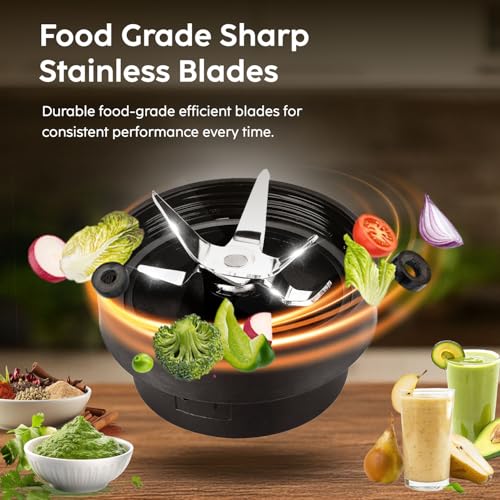 Glen Active Blender | Grinder & Juicer Smoothie Maker | 350W, 2 Unbreakable Jars with Sipper Cap, Stainless Steel Blades | Dry & Wet Grinding, Blender for Coffee, Chutney & Protein Shakes - 500ml - Image 3