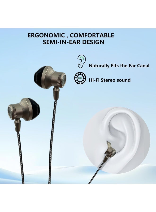 آیمی سماعات أذن سلكية مزودة بميكروفون، صوت ستيريو عالي الدقة، مقبس 3.5 ملم، تصميم معدني فاخر، عزل للضوضاء، سماعات أذن للعمل والتمرين والسفر والقيادة، متوافقة مع جميع الأجهزة - IM-EP111 - Image 4