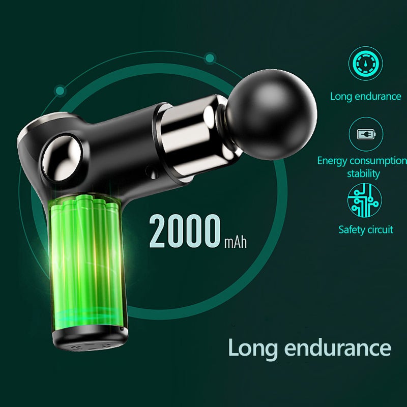 Muscle Therapy Device for Athletes Body Muscle Massager Handheld Massager 32 Adjustable Strength Levels 4 Massage Heads, Green - Image 3