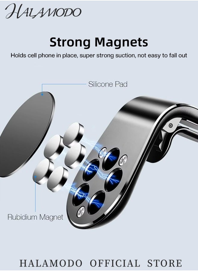 HALAMODO Phone Car Mount Air Vent Phone Car Mount with Extra Universal Metal Plates Vehicle Cellphone Holder with Strong Magnetic Suitable for Any Smartphone  - Image 3