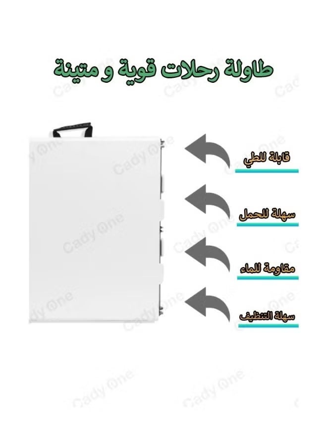 AETHER Portable Folding Camping Table - 180x70x74cm Waterproof White Picnic Table with Locking Steel Legs for Outdoor Travel, BBQ & Indoor Events - Image 4