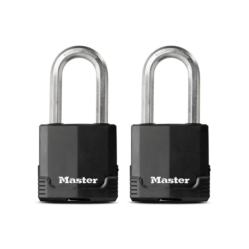 Master Lock Master Lock M515XTLH Magnum Heavy Duty Padlock with Key, 2 Pack Keyed-Alike, Black  - Image 1
