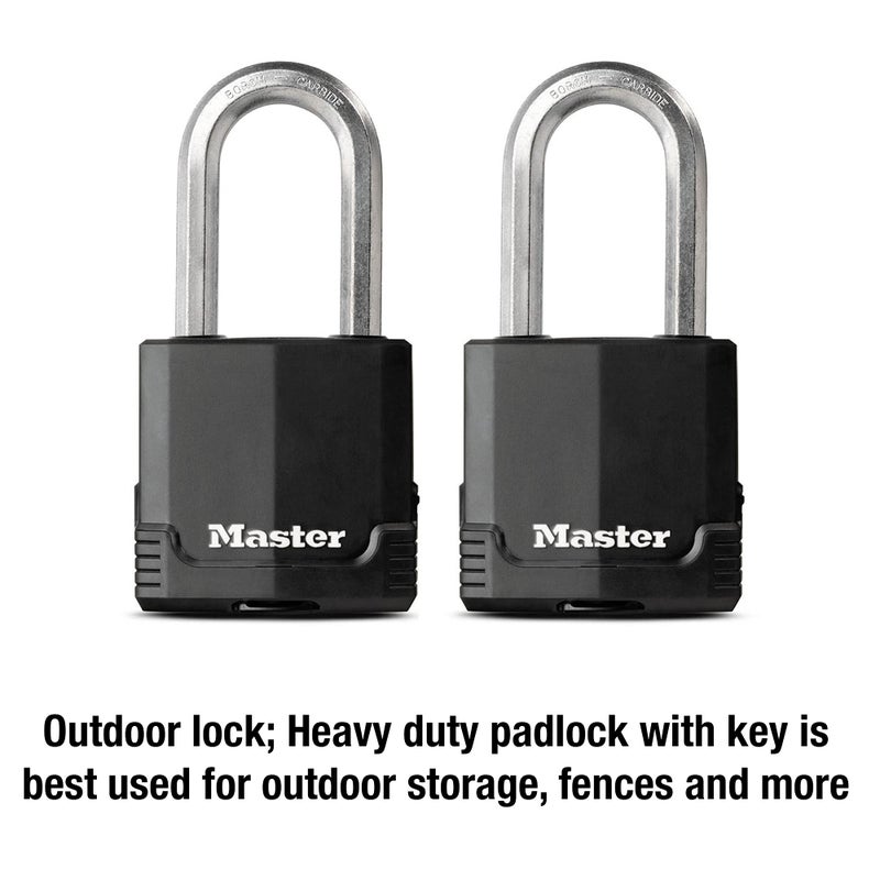 Master Lock Master Lock M515XTLH Magnum Heavy Duty Padlock with Key, 2 Pack Keyed-Alike, Black  - Image 2