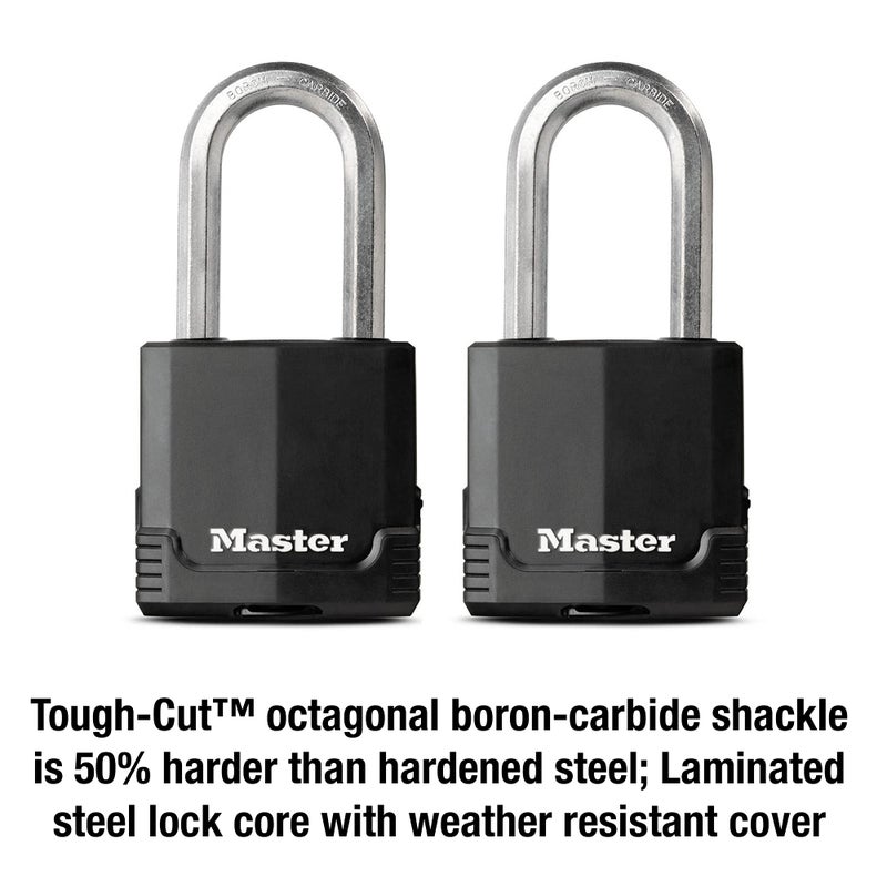 Master Lock Master Lock M515XTLH Magnum Heavy Duty Padlock with Key, 2 Pack Keyed-Alike, Black  - Image 3