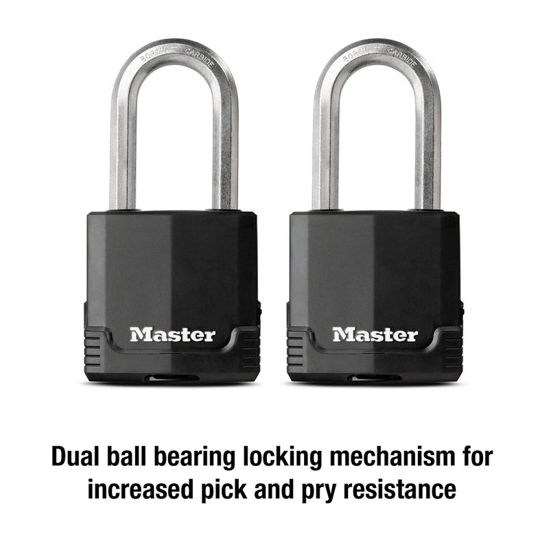 Master Lock Master Lock M515XTLH Magnum Heavy Duty Padlock with Key, 2 Pack Keyed-Alike, Black  - Image 4