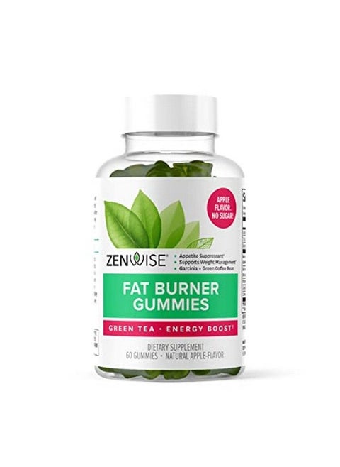 Zenwise Fat Burner Gummies Appetite Suppressant For Weight Loss With Green Tea Extract And Garcinia Cambogia For Metabolism Plus Green Coffee Bean And Raspberry Ketone 60 Count Apple Gummies