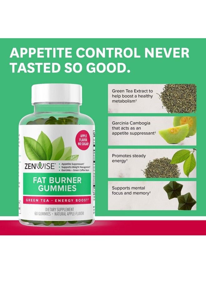 Zenwise Health - Zenwise Fat Burner Gummies Appetite Suppressant For Weight Loss With Green Tea Extract And Garcinia Cambogia For Metabolism Plus Green Coffee Bean And Raspberry Ketone 60 Count Apple Gummies - Image 1
