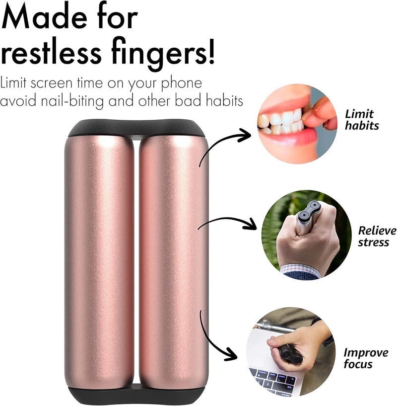 ONO Roller - Handheld Fidget Toy for Adults | Help Relieve Stress, Anxiety, Tension | Promotes Focus, Clarity | Compact, Portable Design (Full Size/Aluminum, Rose Gold) - Image 5