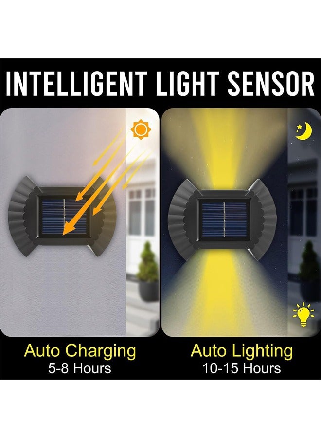 أربعة في الهواء الطلق الطاقة الشمسية مصباح الجدار ، والطاقة الشمسية مصباح الجدار ، مصباح الجدار للماء آمنة مع جهاز استشعار الحركة ، الجدار شنقا مصباح الشرفة ، سياج ، حديقة ، الباب الأمامي ، قناة - Image 2