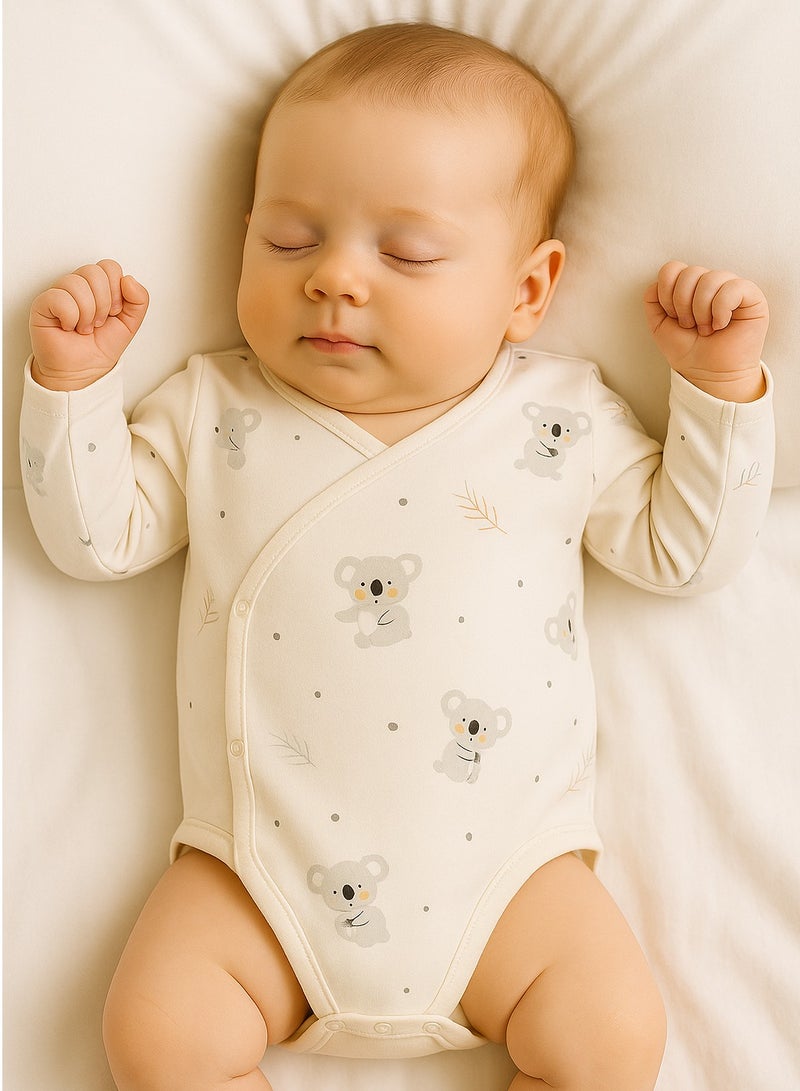 Baby Bodysuit with Side Snap - 100% Cotton, Long Sleeve, Koala Print, Ultra Soft Knit, For 3-18 Months - Image 1