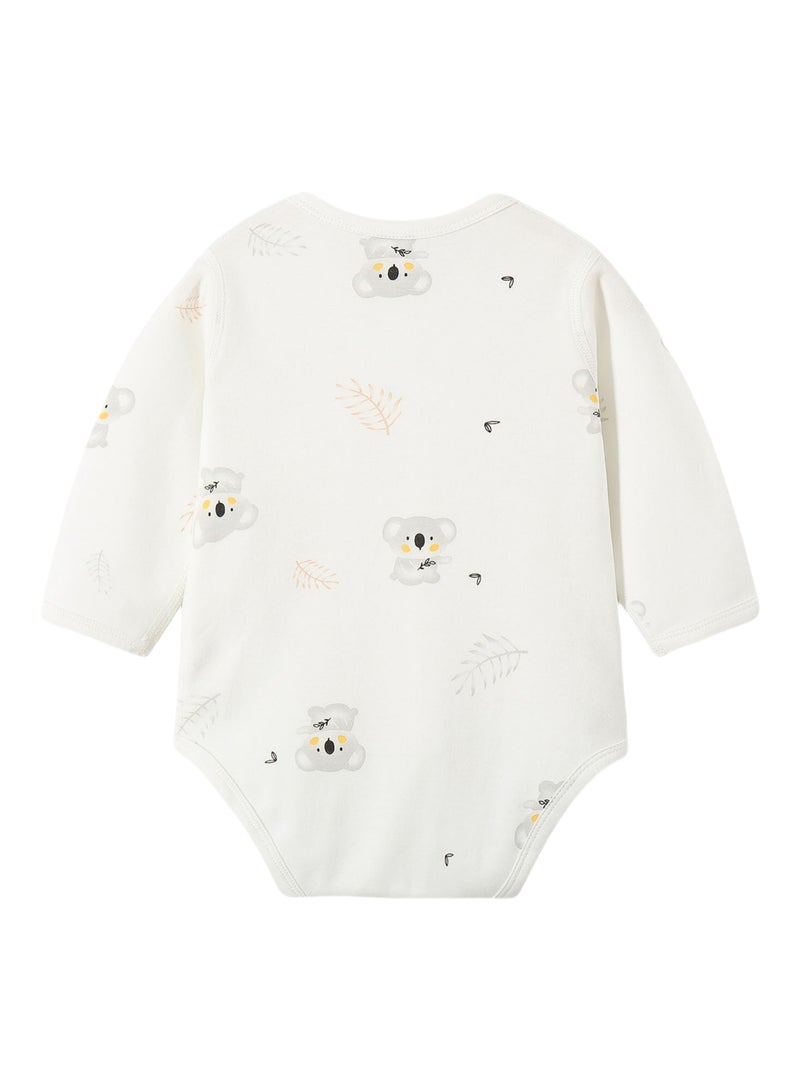 Baby Bodysuit with Side Snap - 100% Cotton, Long Sleeve, Koala Print, Ultra Soft Knit, For 3-18 Months - Image 3