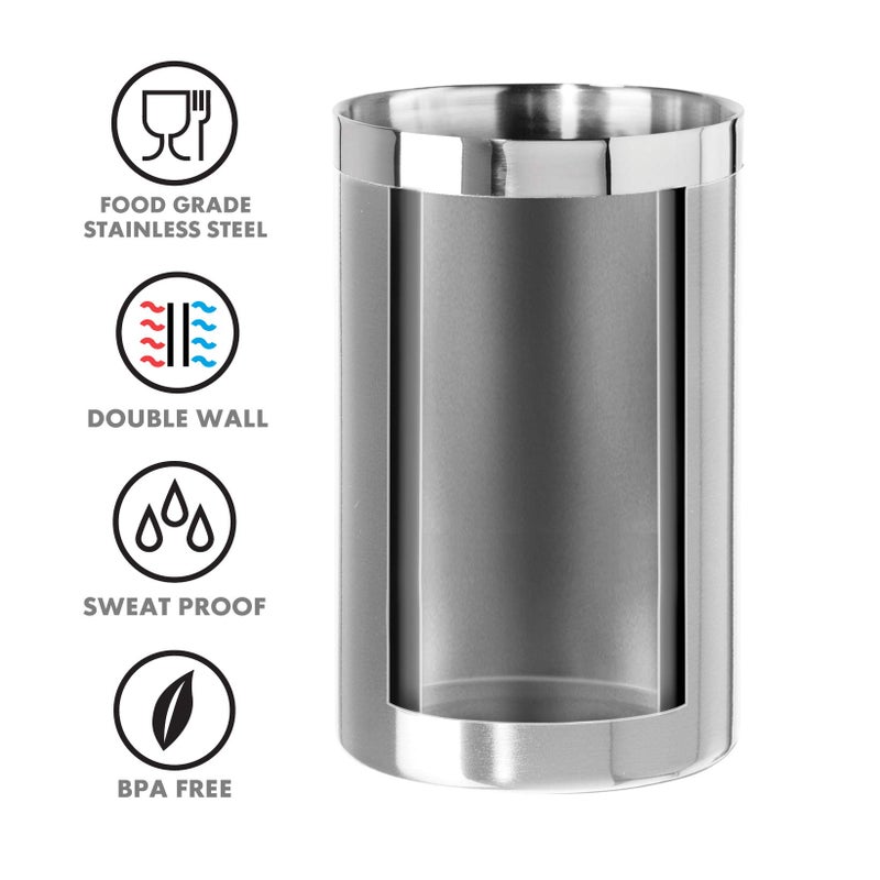 OGGI Stainless Steel Double Wall Wine Cooler - Insulated Tabletop Wine Chiller for White Wine & Champagne, Fits Most Standard Sized Bottles - Image 3