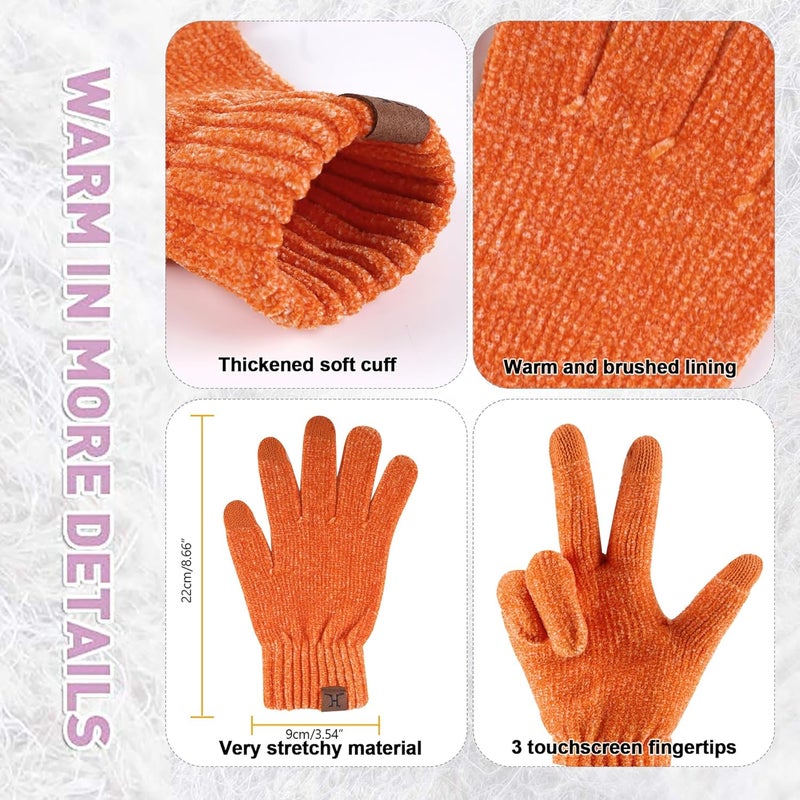 AQOTHES Womens Winter Knit Warm Hat Beanie Long Scarf Touch Screen Gloves Set Skull Caps Neck Scarves for Women - Image 4