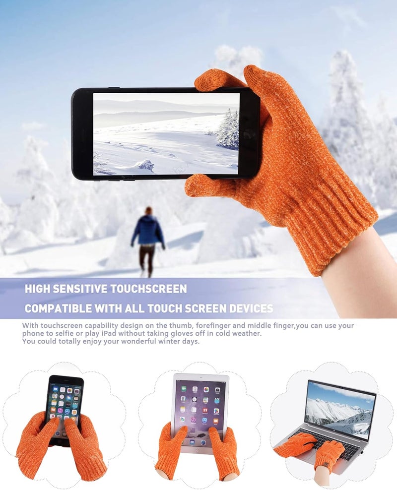 AQOTHES Womens Winter Knit Warm Hat Beanie Long Scarf Touch Screen Gloves Set Skull Caps Neck Scarves for Women - Image 3