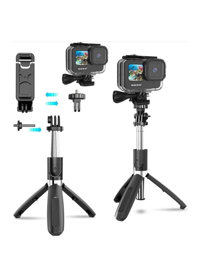 Rock Pow Selfie Stick, 3 in 1 Extendable Selfie Stick Tripod with Detachable Bluetooth Wireless Remote Phone Holder for iPhone 12/Xs/iPhone 8/iPhone 11/11pro, Galaxy S10/S9 Plus/S8/Note8, LG (L02, Black) - Image 2