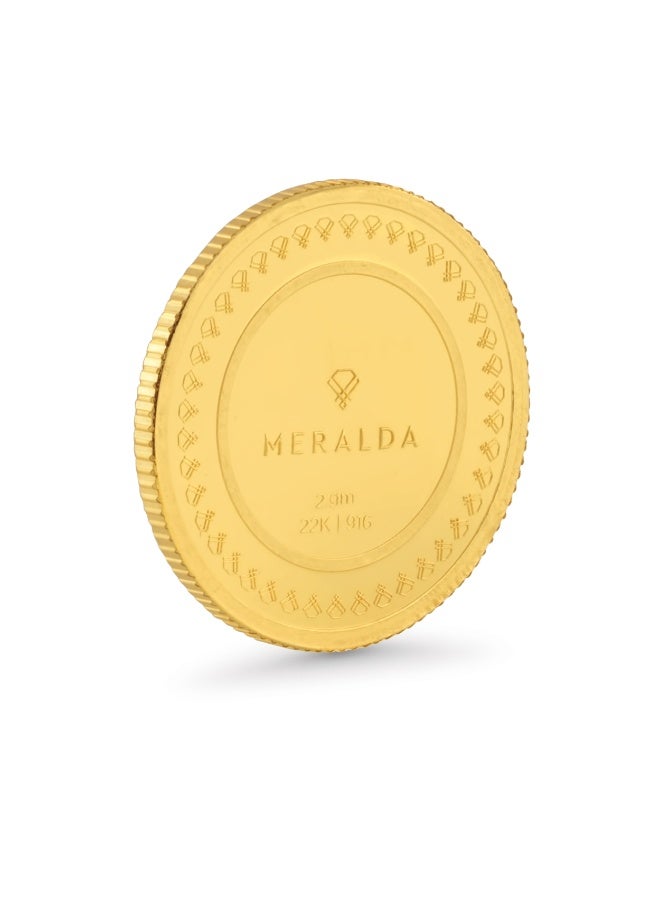 Meralda 22 Karat 916 Purity 2 Gram Gold Coin - Image 3