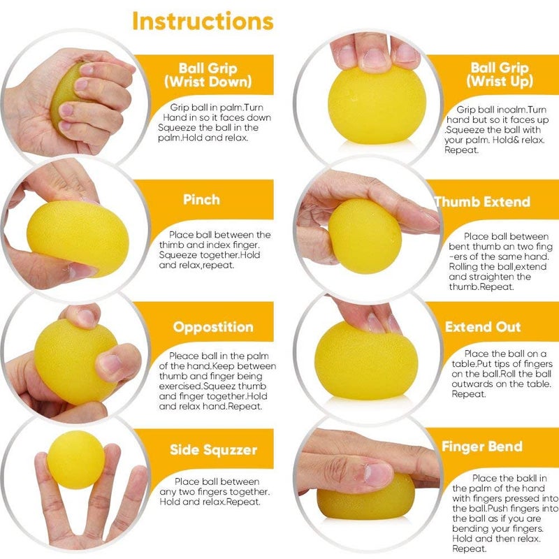 FMELAH 3 Resistance Levels Hand Exercise Balls, Stress Balls for Adults, Squeeze Balls for Physical Therapy, Hand Grip Strength Trainer Hand Squeezers for Strength, Wrist Forearm Finger Exerciser - Image 5