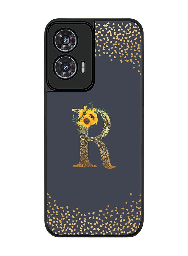 Stylizedd For Motorola Edge 50 Fusion 5G Case,Slim fit Camera Protection, Shockproof Thin Phone cover  - Custom Floral Monogram - R  (Grey ) - Image 1