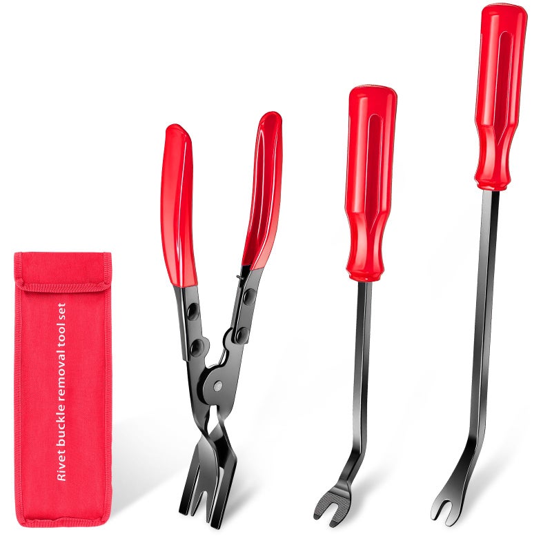 XBRN 3 Pcs Clip Remover Tool, Clip Pliers Set Fastener Removal Tool , Auto Trim Removal Tool Kit Pry Tool Set Car Door Panel Dashboard Repair Kit