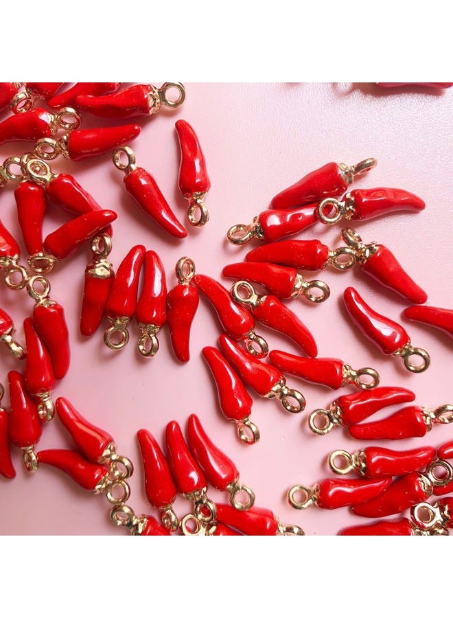 Teensery 30 Pcs Metal Chili Pepper Charm Pendant Vegetable Charm for DIY Jewelry Earring Necklace Bracelet Making, Red - Image 3