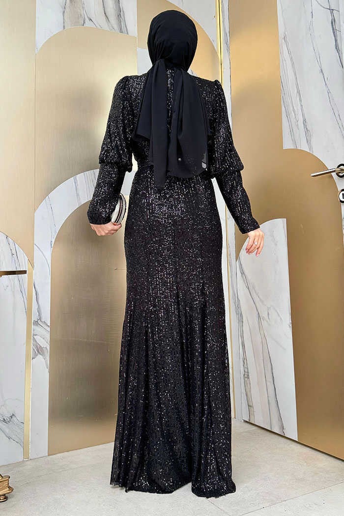 Bym Fashion Belt Accessory Sequin Fish Evening Dress 3858 Black  - Image 3