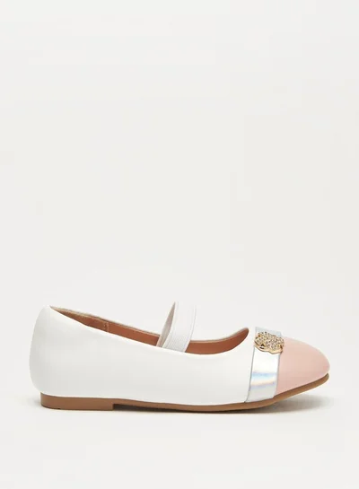 JUNIORS Girls Panelled Slip-On Ballerina Shoes with Elastic Strap