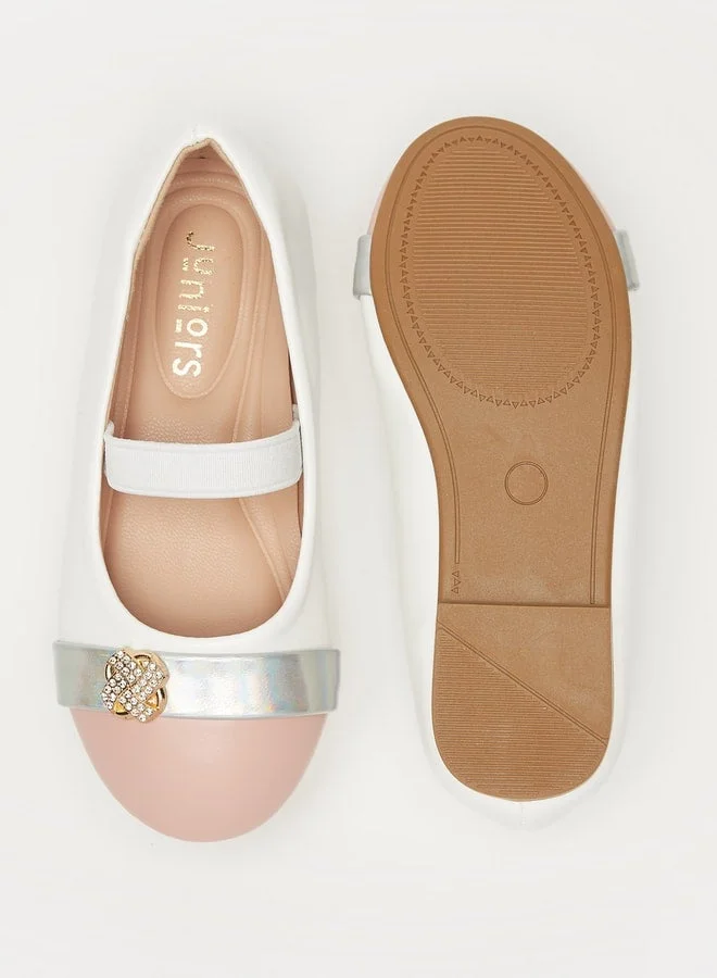 JUNIORS Girls Panelled Slip-On Ballerina Shoes with Elastic Strap