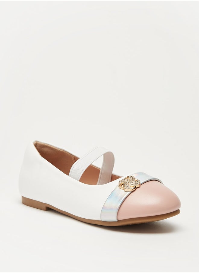 JUNIORS Girls Panelled Slip-On Ballerina Shoes with Elastic Strap  - Image 1