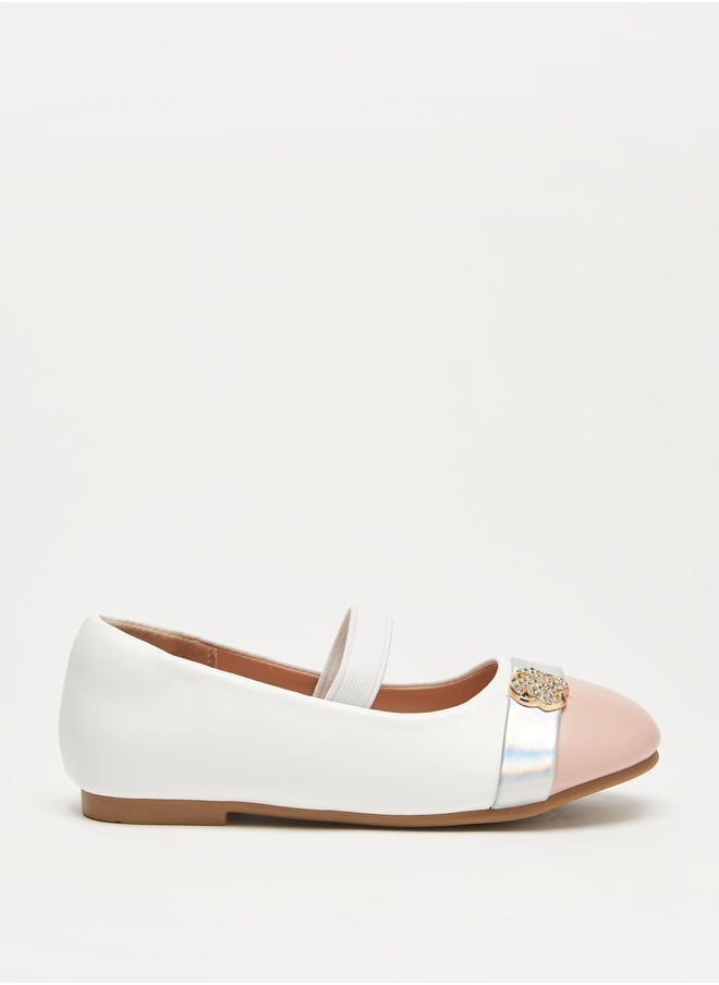 JUNIORS Girls Panelled Slip-On Ballerina Shoes with Elastic Strap  - Image 3