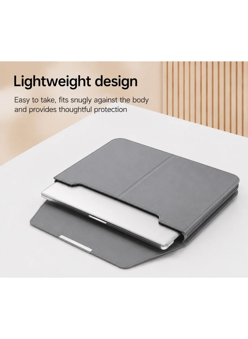 Mobcos Mobcos Grey Laptop Sleeve Mobcos Grey Laptop Sleeve Bag for 15–16 Inch Laptops | Slim Premium PU Leather Waterproof Protective Case with Soft Inner Lining, Smooth Zipper & Lightweight  | Best Price UAE