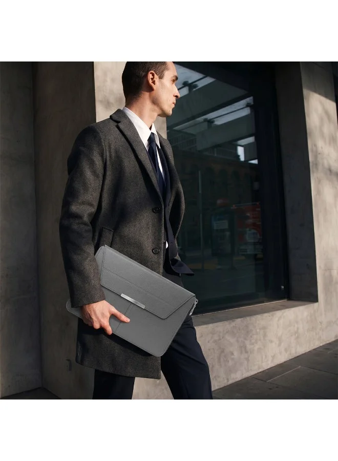 Mobcos Mobcos Grey Laptop Sleeve Mobcos Grey Laptop Sleeve Bag for 15–16 Inch Laptops | Slim Premium PU Leather Waterproof Protective Case with Soft Inner Lining, Smooth Zipper & Lightweight  | Best Price UAE